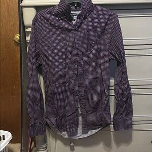 Tommy Hilfiger Men's Purple and White Button Down Shirt